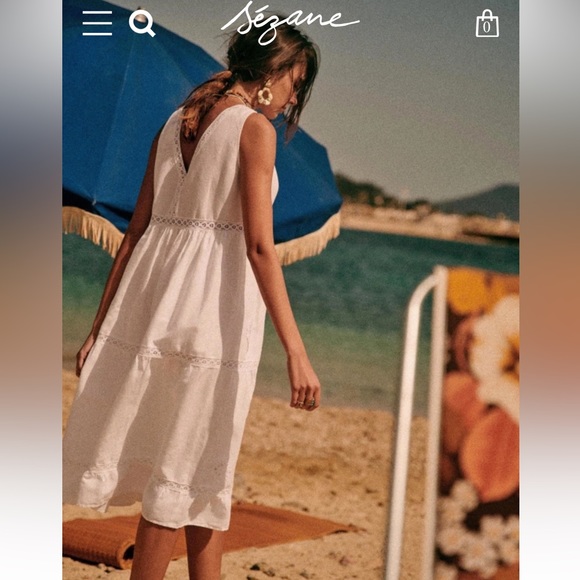 Sezane white midi Zarri dress XL/ 46 - Picture 3 of 10